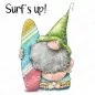 Preview: Stampingbella Gnome with a Surfboard Gummistempel