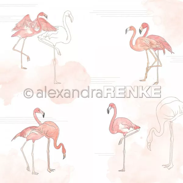 101915 Flamingos auf Aqarell Alexandra RENKE Designpapier
