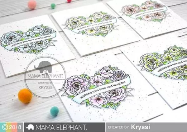 3heart in bloom clear stamps Mama Elephant 
