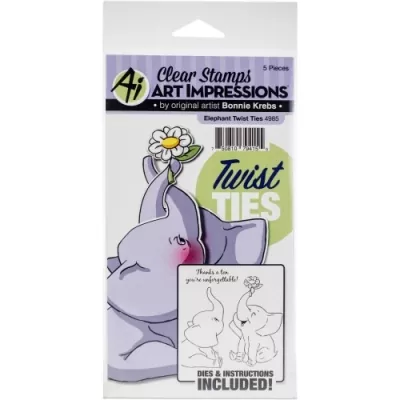 4985 art impressions clear stamps twist ties elephant