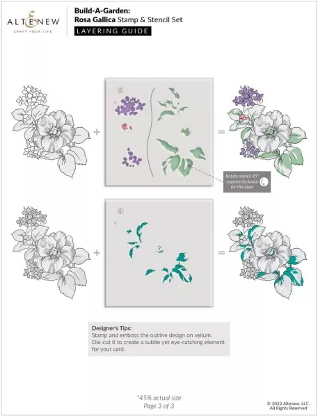 Build-A-Garden: Rosa Gallica Bundle Clear Stamps + Stencils + Brush Altenew 3