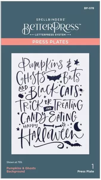 Spellbinders Pumpkins & Ghosts Background Press Plate