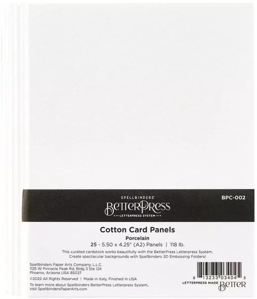 Porcelain BetterPress Cotton Card Panels Spellbinders