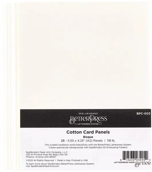 Bisque BetterPress Cotton Card Panels Spellbinders