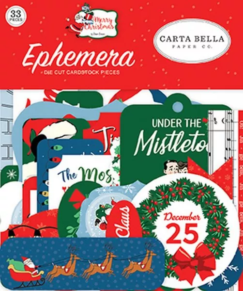 Merry Christmas Ephemera Die Cut Embellishment Carta Bella