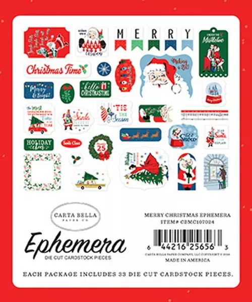 Merry Christmas Ephemera Die Cut Embellishment Carta Bella 2