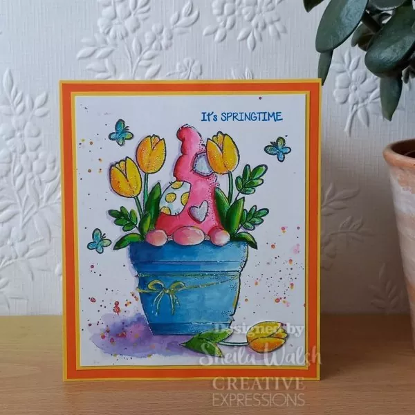 Flower Pot Gnome Clear Stamps Woodware Craft Collection 1