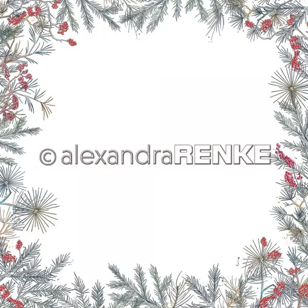 Florale Weihnachten Tannenzweigrahmen Alexandra Renke Scrapbooking Papier