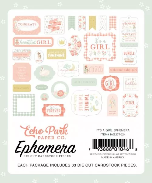 It's A Girl Ephemera Die Cut Embellishment Echo Park Paper Co 2