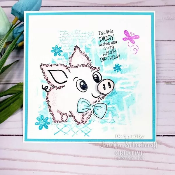 Fuzzy Friends - Pablo The Pig Clear Stamps Woodware Craft Collection 1