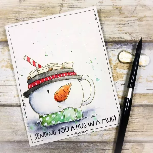 Snowman Hug Mug Clear Stamps Colorado Craft Company by Kris Lauren 2