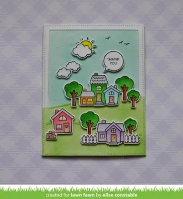LF1591 HappyVillage lawn fawn clear stamps card4