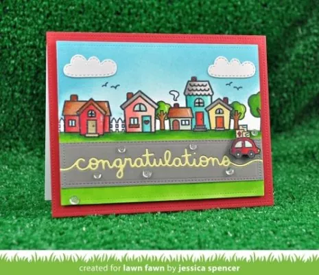 LF1614 CongratulationsBorder lawn fawn card2