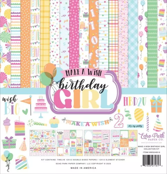 Echo Park Make A Wish Birthday Girl 12x12 inch collection kit