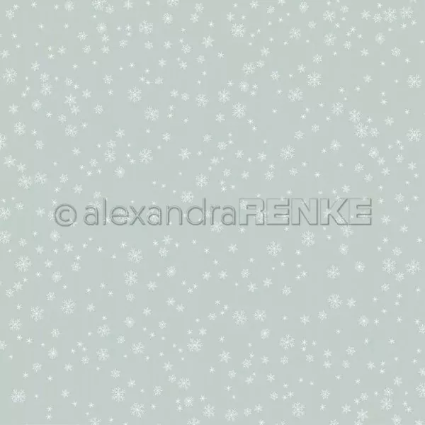 Feines Schneeflocken-Gewimmel auf Jaspisgrün Alexandra Renke Scrapbookingpapier