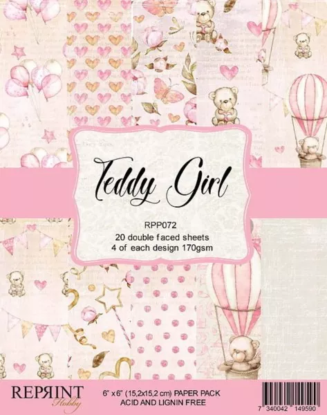 Teddy Girl collection 6x6 inch paper pack