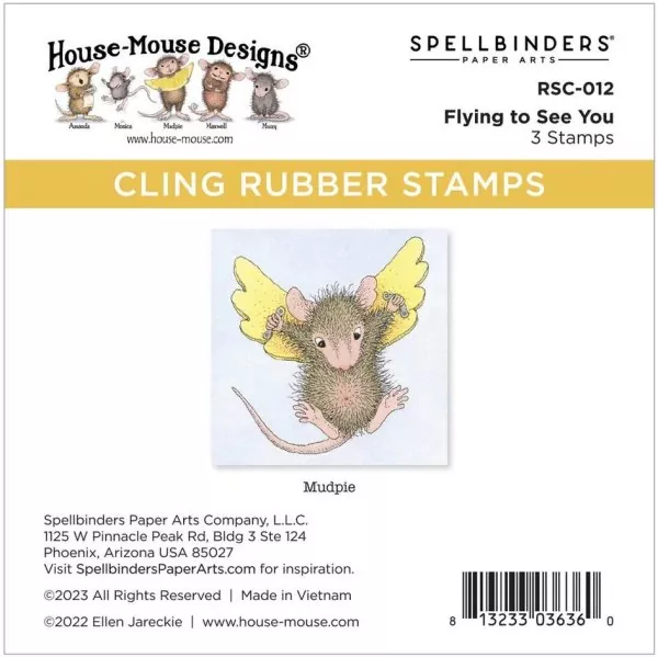 House-Mouse Flying to See You Spellbinders Gummistempel
