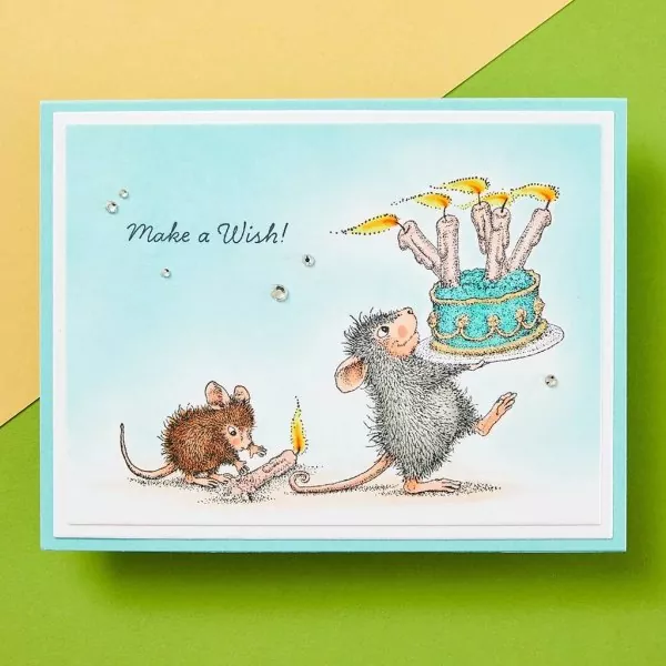 House-Mouse Birthday Wishes Spellbinders Gummistempel 3