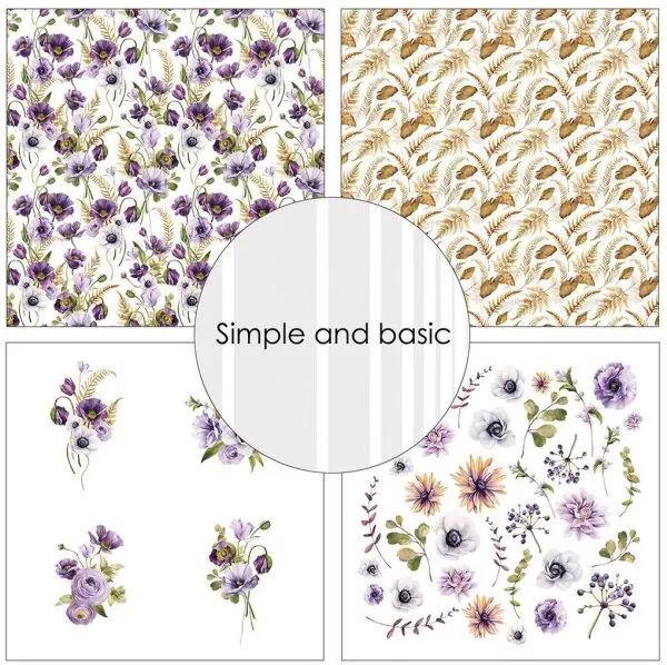 Simple and Basic Purple Floral Mood 12x12 inch Paper Pack 1