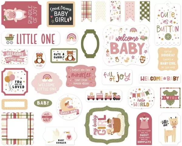 Special Delivery Baby Girl Ephemera Die Cut Embellishment Echo Park Paper Co 1