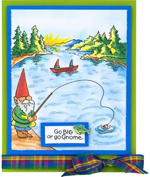 Gnome Fishing stampendous clear stamps 2