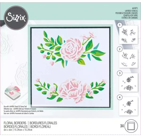 Floral Borders Layered Stencils Sizzix