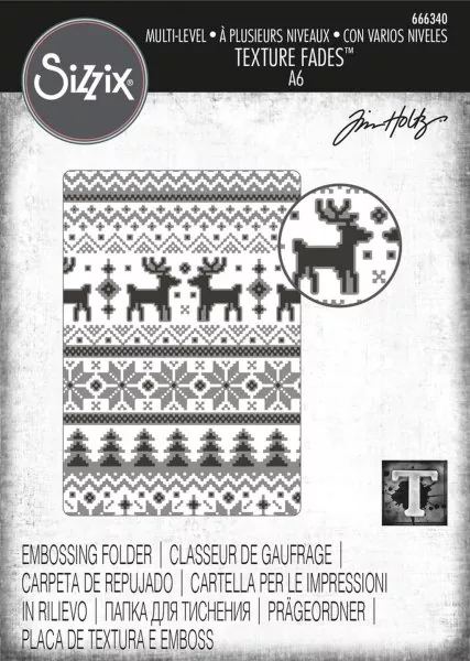 Holiday Knit Multi-level Texture Fades Embossing Folder by Sizzix