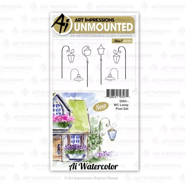 art impressions watercolor rubber stamps lamp post set