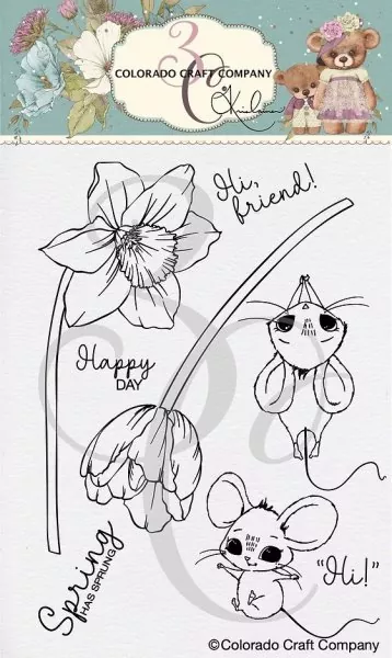Daffodil Mice Clear Stamps Stempel Colorado Craft Company by Kris Lauren