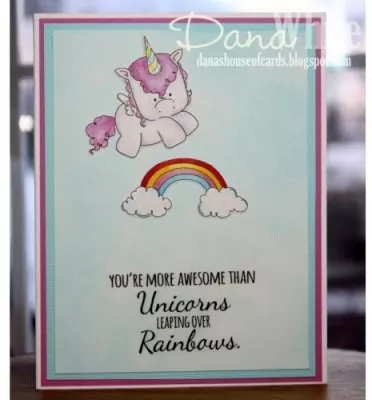 eb443 stamping bella Rubber stamps unicorn sentiments card2