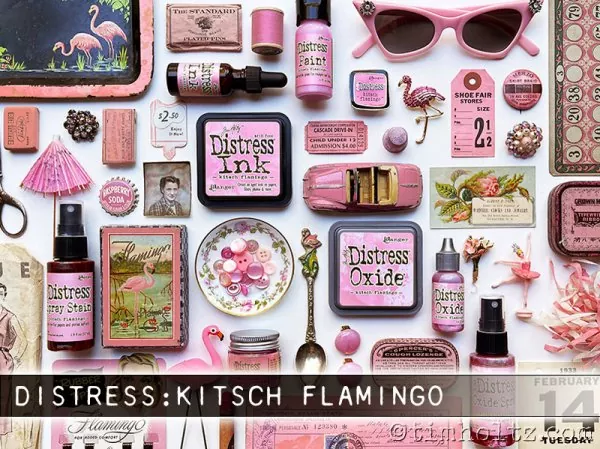 Kitsch Flamingo ranger distress enamel pin tim holtz 1