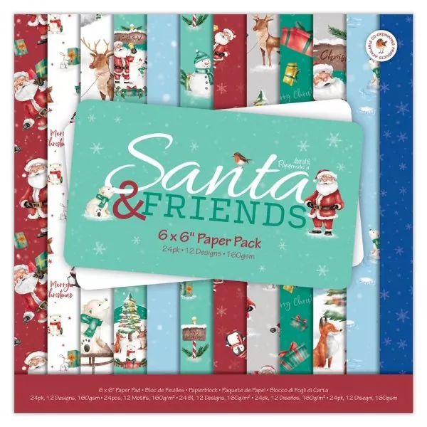 docrafts papermania 6x6 paper pack Santa and Friends