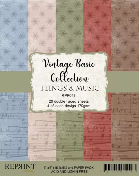 Vintage Basic - Flings & Music 6x6 Paper Pack Reprint