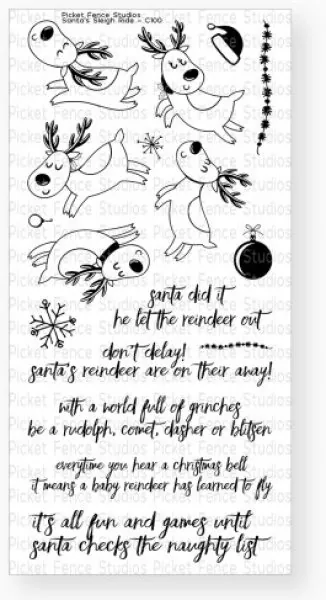 santasleighride picket fence studios clear stamps
