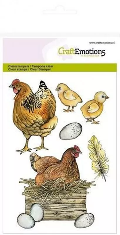 Chicken with Chicks Clear Stamps CraftEmotions
