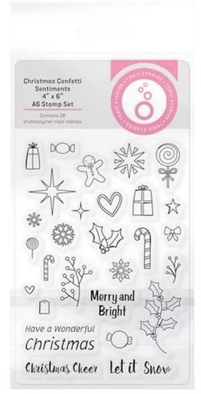 Tonic Studios Christmas Confetti Sentiments clear stamp stempel