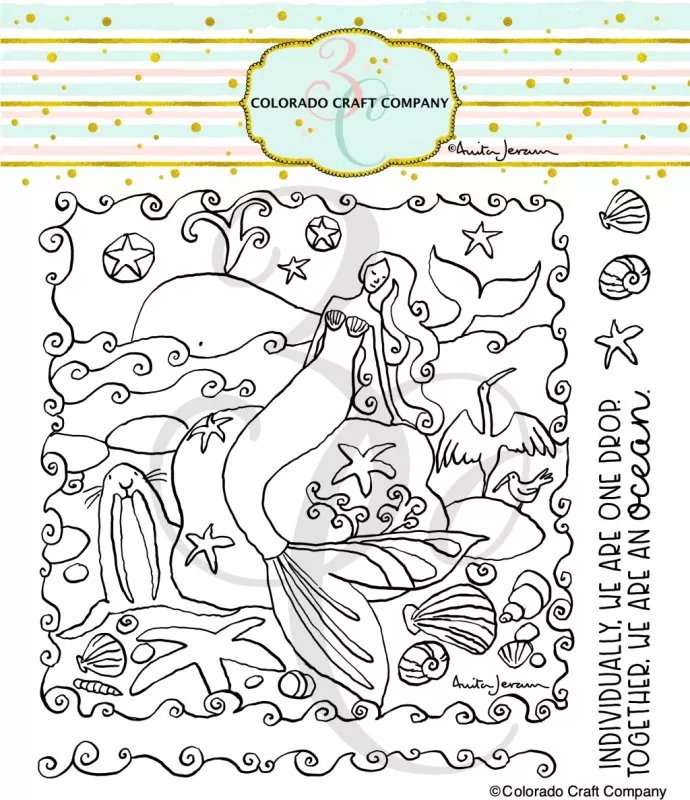 Mermaid & Whale Clear Stamps Colorado Craft Company by Anita Jeram