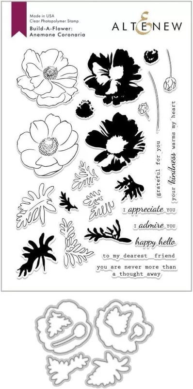 Build-A-Flower: Anemone Coronaria Bundle Clear Stamps + Dies Altenew