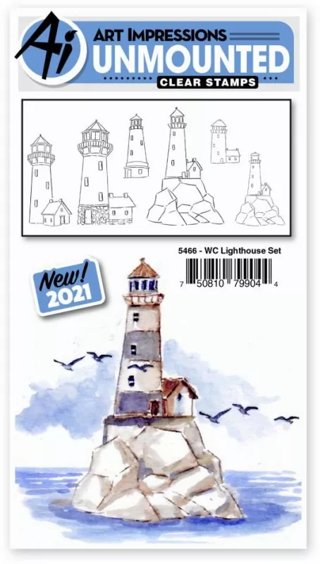 art impressions watercolor clear stamp stempel Lighthouse Set