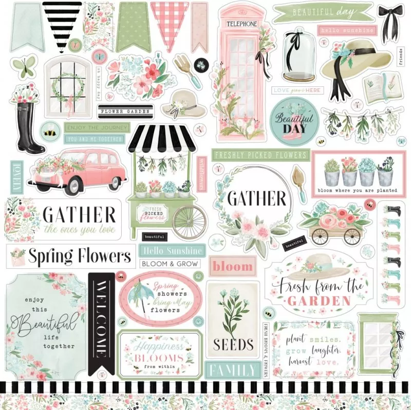 carta bella Flower Garden 12x12 inch collection kit 9