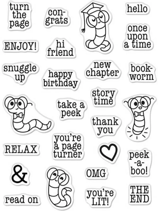 hero arts Bookworm Messages clear stamps