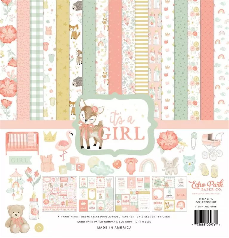 Echo Park It's A Girl 12x12 inch collection kit