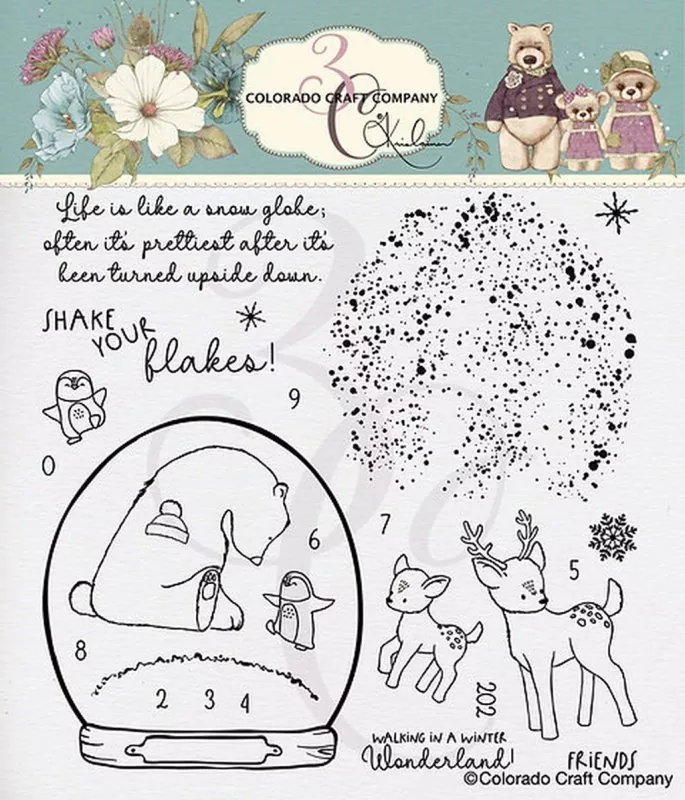 Snow Globe Bear Clear Stamps Colorado Craft Company by Kris Lauren