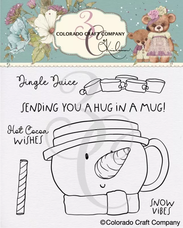 Snowman Hug Mug Clear Stamps Colorado Craft Company by Kris Lauren