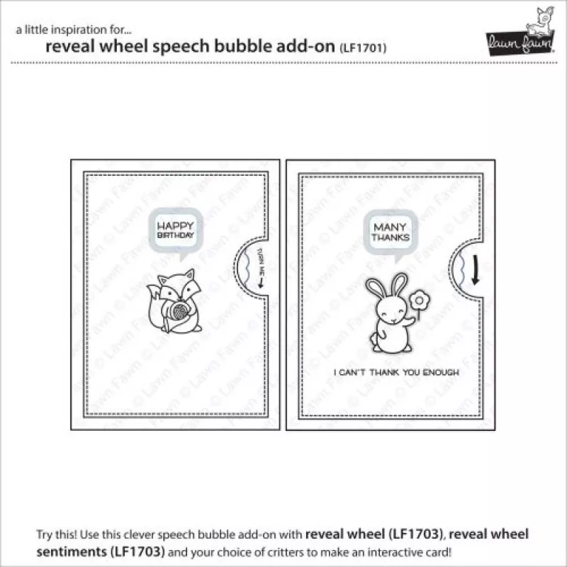 LF1702 lawn fawn cuts reveal wheel speech bubble add on example