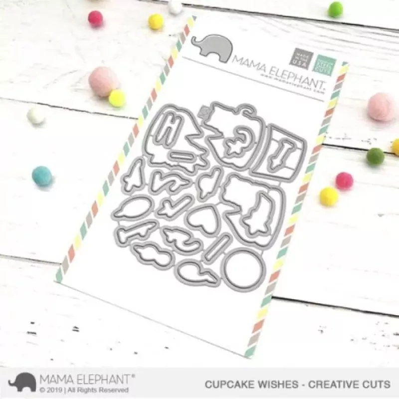 Cupcake Wishes Mama Elephant Stamp & Die Bundle 1
