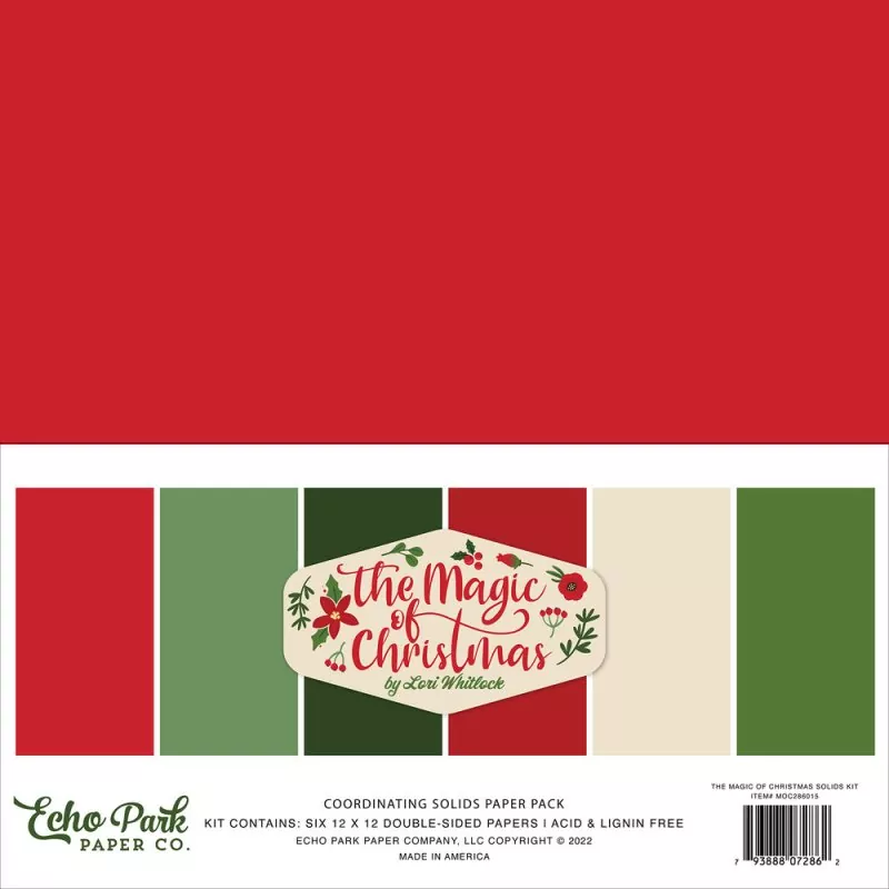 Echo Park The Magic of Christmas 12x12 inch coordinating solids