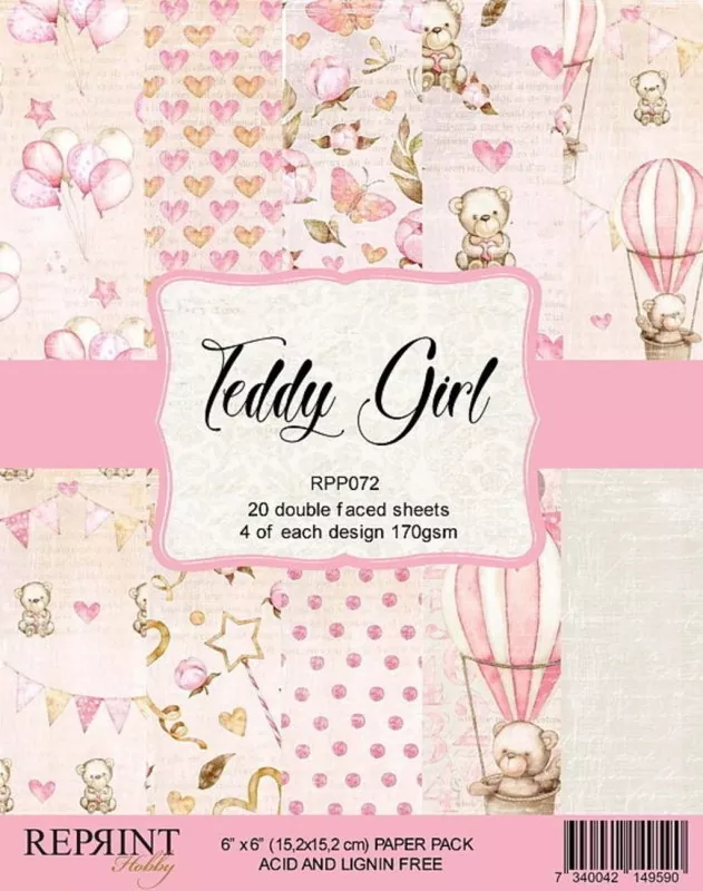 Teddy Girl collection 6x6 inch paper pack
