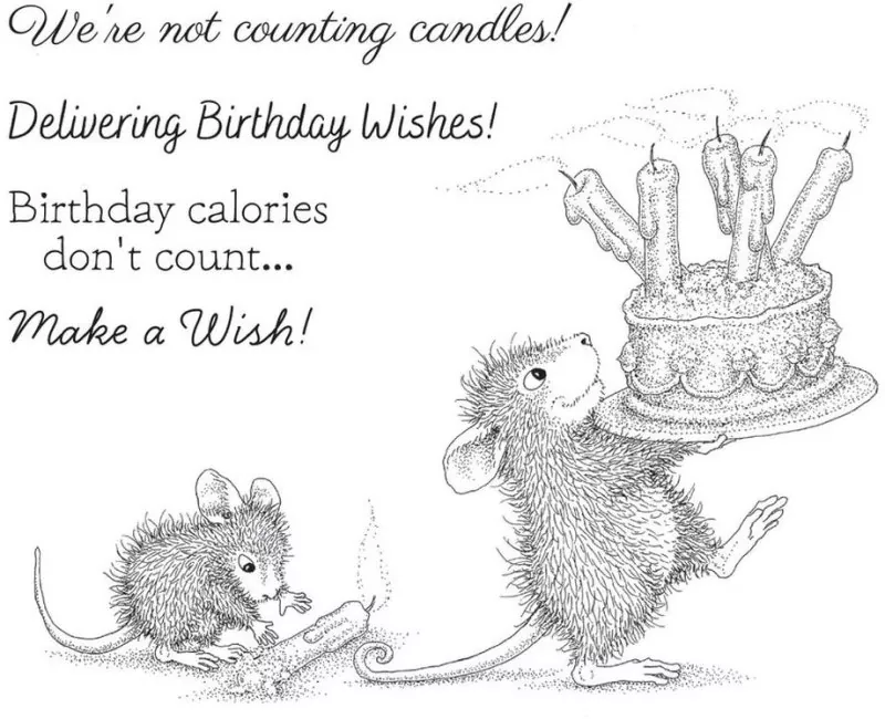 House-Mouse Birthday Wishes Spellbinders Gummistempel 1