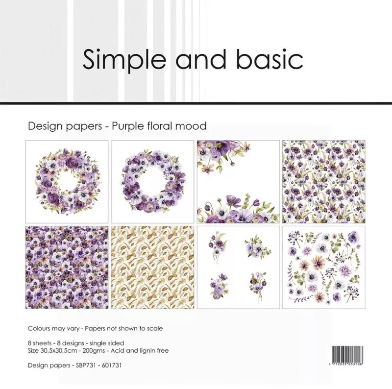 Simple and Basic Purple Floral Mood 12x12 inch Paper Pack